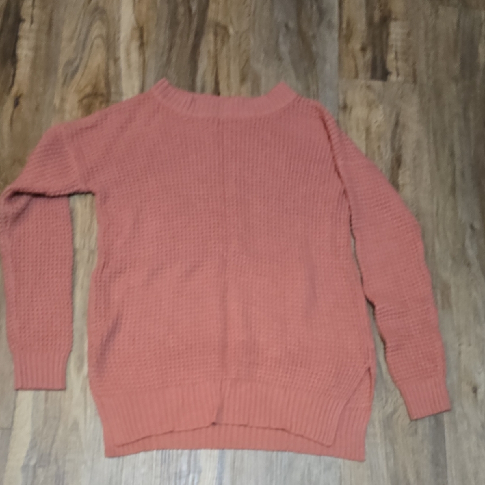 Zenana Outfitters Warm Coral Crew Neck Sweater